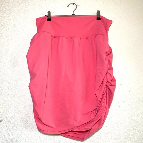 Athleta Transcend Skort Jupe-Short Ruched Mini Skirt Coral Pink 2X - Picture 4 of 7